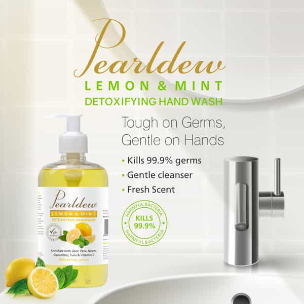 Pearldew Lemon & Mint Detoxifying Hand Wash 500 Ml | Neem & Tulsi (Pack Of 2)