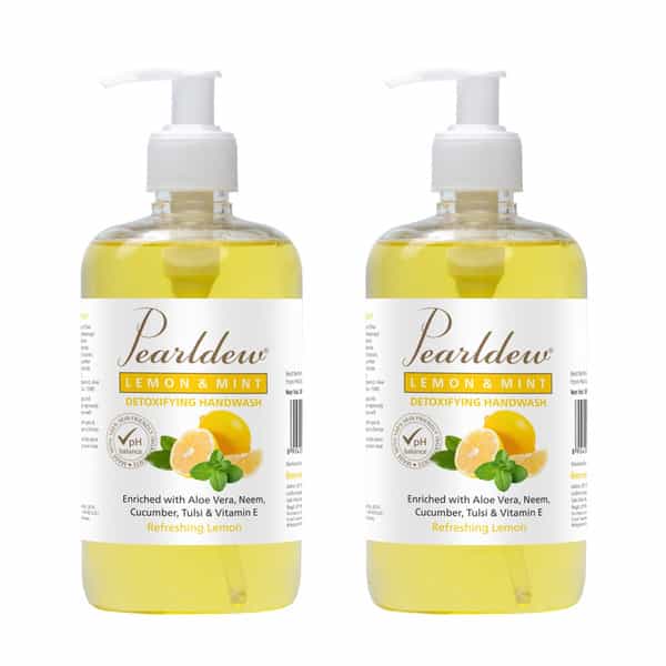 Pearldew Lemon & Mint Detoxifying Hand Wash 500 Ml | Neem & Tulsi (Pack Of 2)