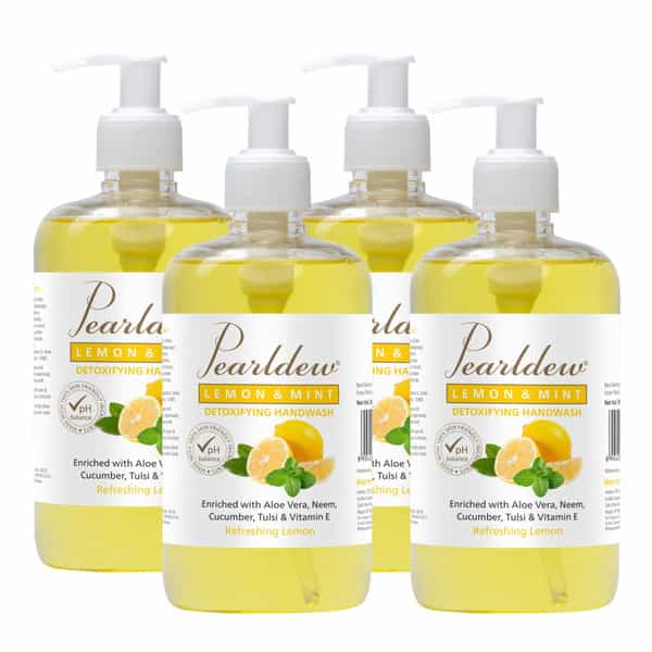 Pearldew Lemon & Mint Detoxifying Hand Wash 500 Ml | Neem & Tulsi (Pack Of 2)