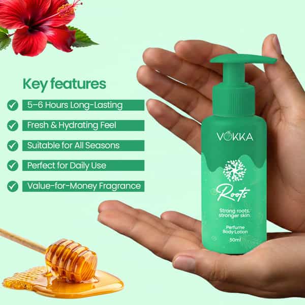 Vokka Roots & Bonds Perfume Body Lotion | Citrus Honey Vanilla Musk & Warm Woody Fragrance - 2X50ml