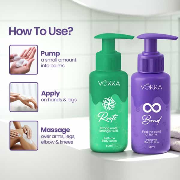 Vokka Roots & Bonds Perfume Body Lotion | Citrus Honey Vanilla Musk & Warm Woody Fragrance - 2X50ml