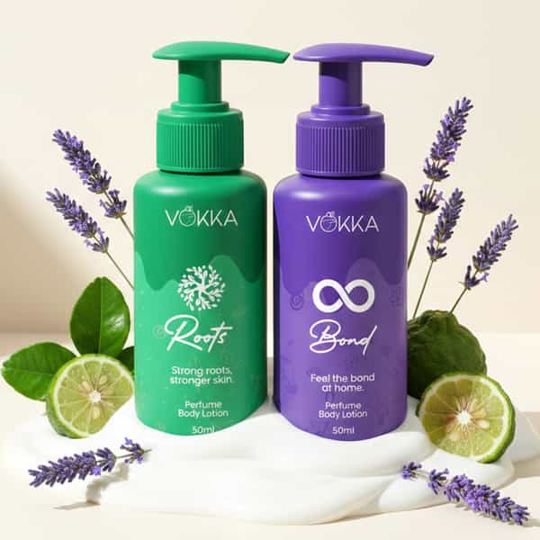 Vokka Roots & Bonds Perfume Body Lotion | Citrus Honey Vanilla Musk & Warm Woody Fragrance - 2X50ml