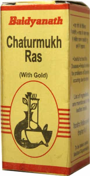 Baidyanath Asli Ayurved Chaturmukh Ras With Gold | Ayurvedic Medicine For Vat Diseases Acidity - 10N