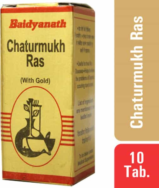 Baidyanath Asli Ayurved Chaturmukh Ras With Gold | Ayurvedic Medicine For Vat Diseases Acidity - 10N