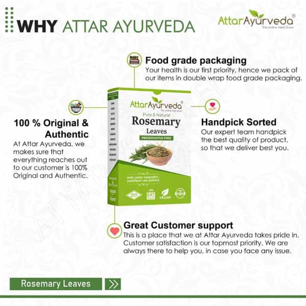 Attar Ayurveda Natural Rosemary Leaves For Hair Growth 100 Grams