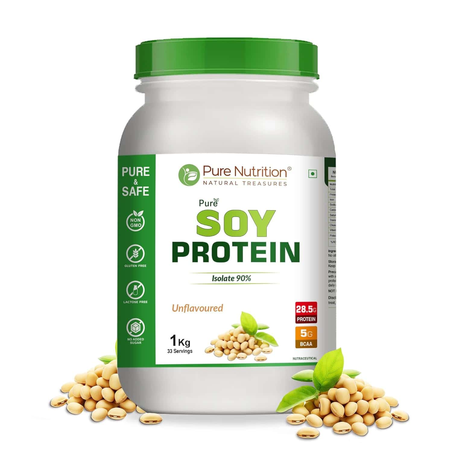 Pure Nutrition Soy Protein Powder | 100% Pure | Isolate 90% | Unflavoured - For Muscle Growth - 1kg