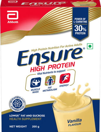 Ensure High Protein Nutrition For Active Adults (Vanilla Flavour) Refill 200 Gm