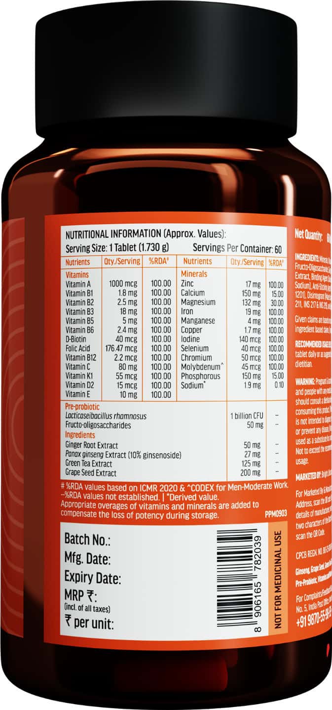 Hk Vitals Multivitamin Plus Men | 60 Tablets | Daily Multivitamin | Supports Heart | Bone