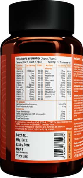 Hk Vitals Multivitamin Plus Men | 60 Tablets | Daily Multivitamin | Supports Heart | Bone