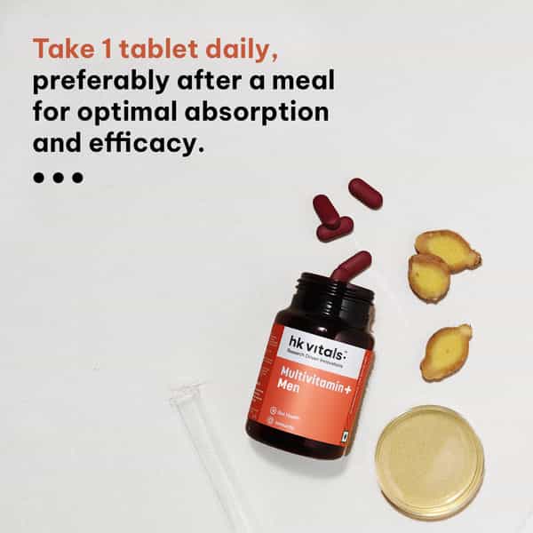 Hk Vitals Multivitamin Plus Men | 60 Tablets | Daily Multivitamin | Supports Heart | Bone