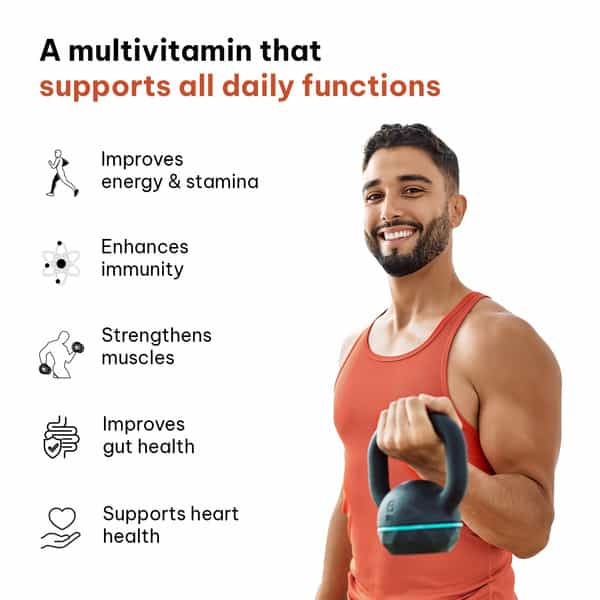 Hk Vitals Multivitamin Plus Men | 60 Tablets | Daily Multivitamin | Supports Heart | Bone