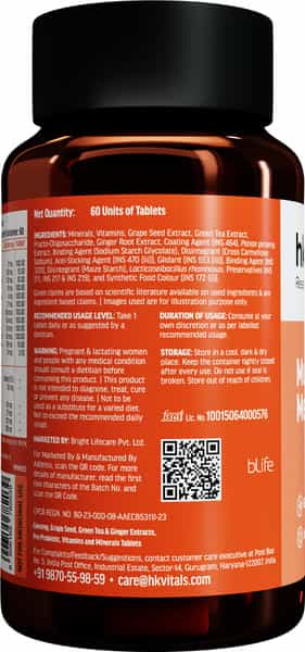 Hk Vitals Multivitamin Plus Men | 60 Tablets | Daily Multivitamin | Supports Heart | Bone
