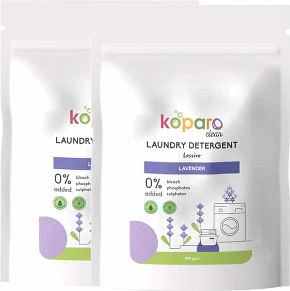 Koparo Laundry Detergent Powder Natural & Non Toxic Tough On Stains Lavender Fragrance -900 Gram X 2