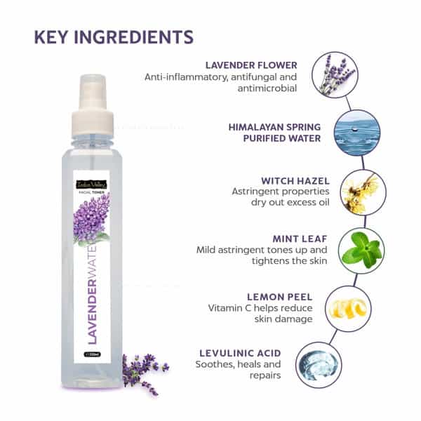 Indus Valley Natural Lavender Water Facial Toner - Chemical Free - 250 Ml