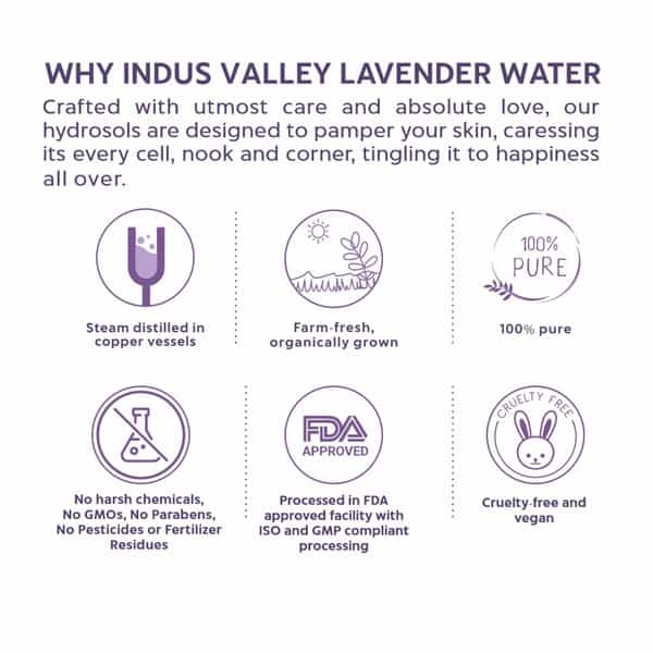 Indus Valley Natural Lavender Water Facial Toner - Chemical Free - 250 Ml