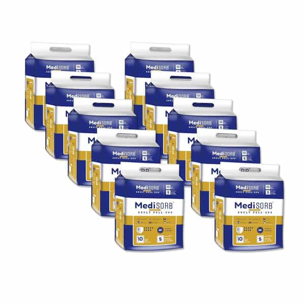 Medisorb Adult Diaper Pants Small | Pull-Ups | Elastic Waist Size 60-90 Cm | 10 Piece | Pack Of 10