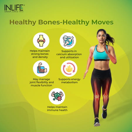 Inlife Calcium Magnesium Zinc Vitamin D K2 Folic Acid & B12- Bone & Joint Supplement- 120 Tablets