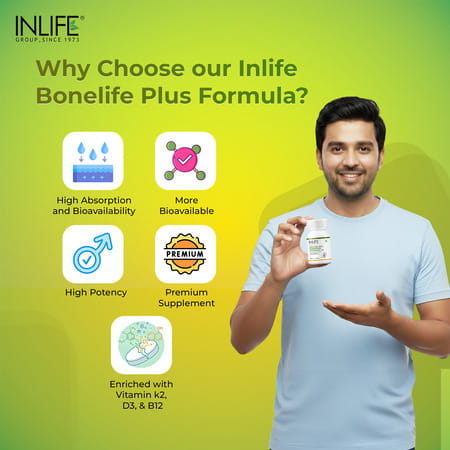 Inlife Calcium Magnesium Zinc Vitamin D K2 Folic Acid & B12- Bone & Joint Supplement- 120 Tablets