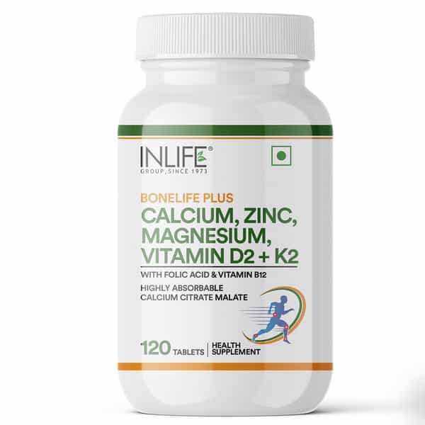 Inlife Calcium Magnesium Zinc With K2 Mk7 For Bone Health - 120 Tablets