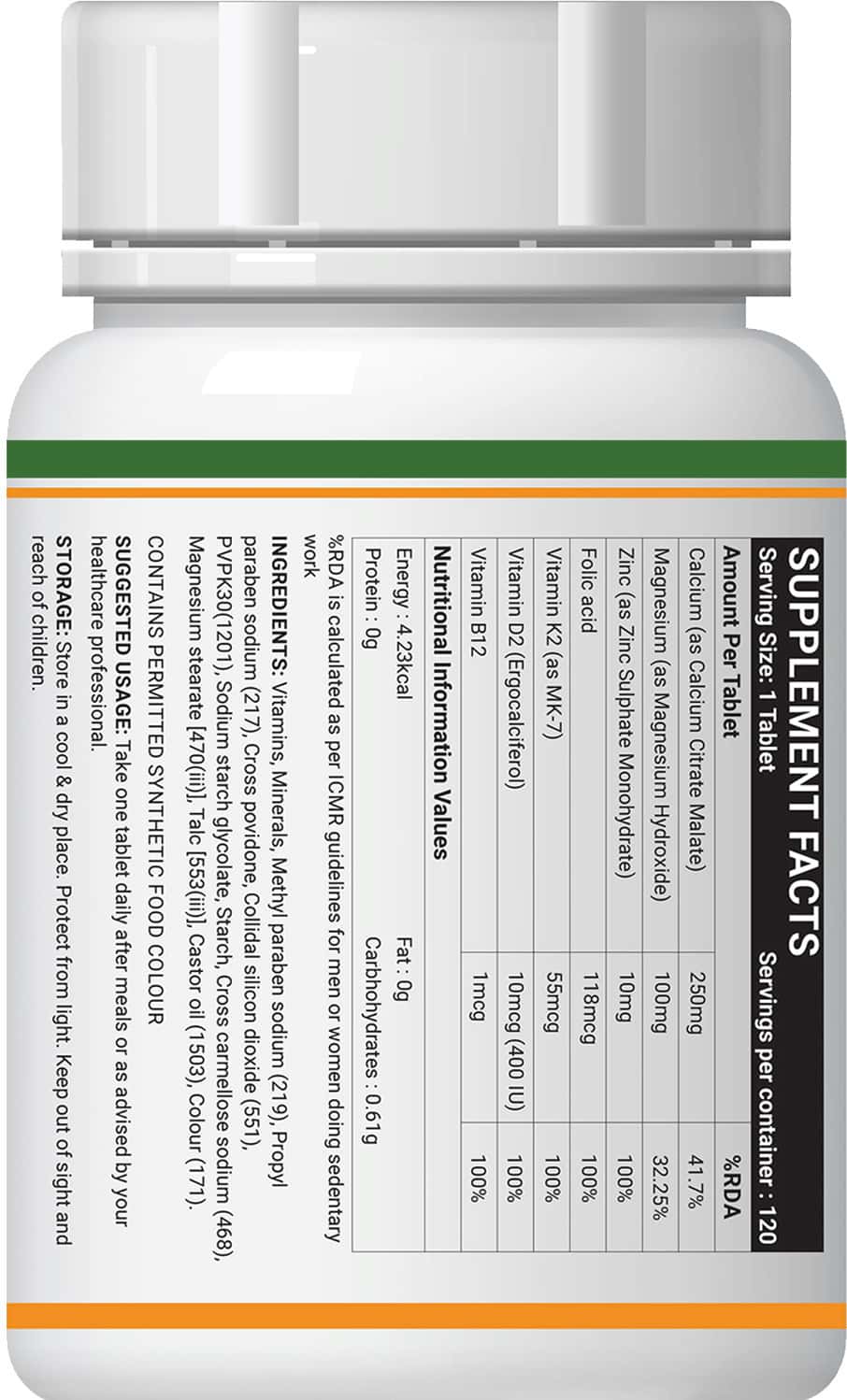 Buy INLIFE CALCIUM MAGNESIUM ZINC VITAMIN D K2 FOLIC ACID & B12 BONE