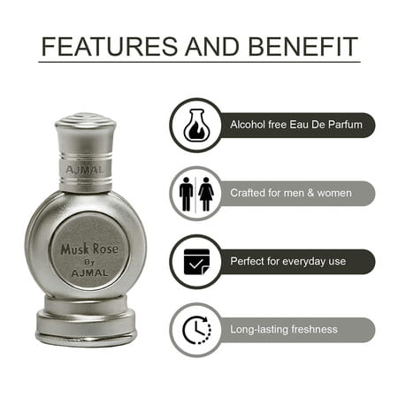 Ajmal Musk Rose Concentrated Perfume Oil 12ml & Tempest Oil 12ml For Unisex