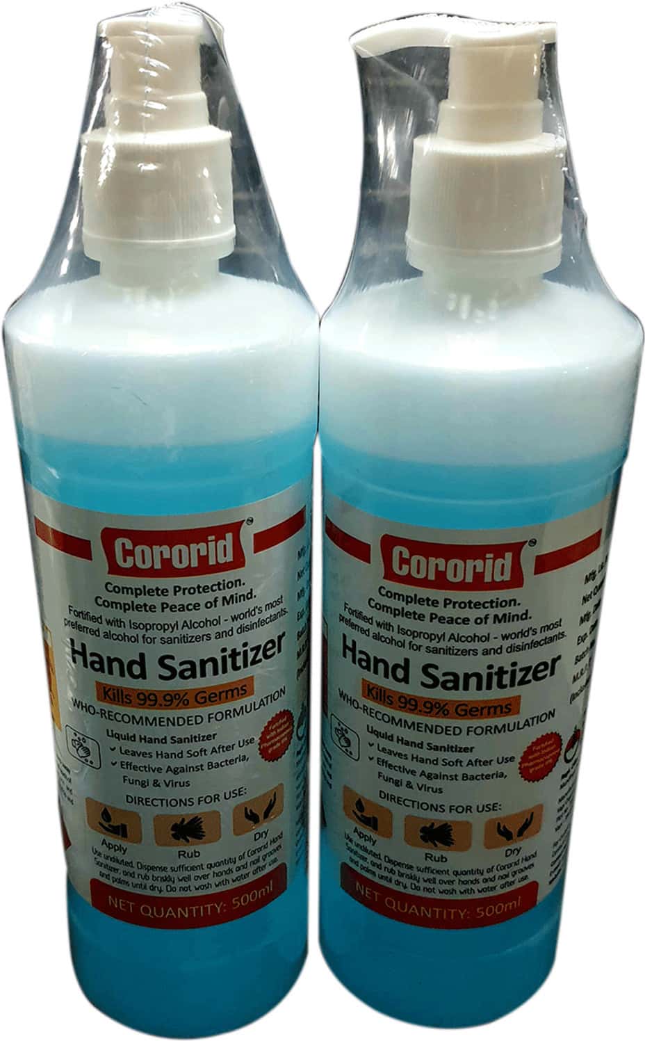 Cororid Sanitizer (500ml) Pack Of 2 Bottles
