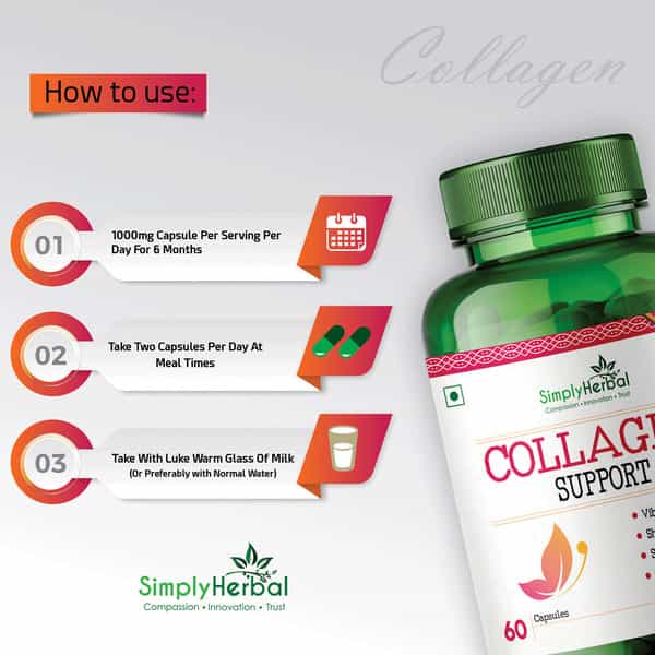 Simply Herbal Collagen Supplement Tablets With Vitamin C - 60 Capsules