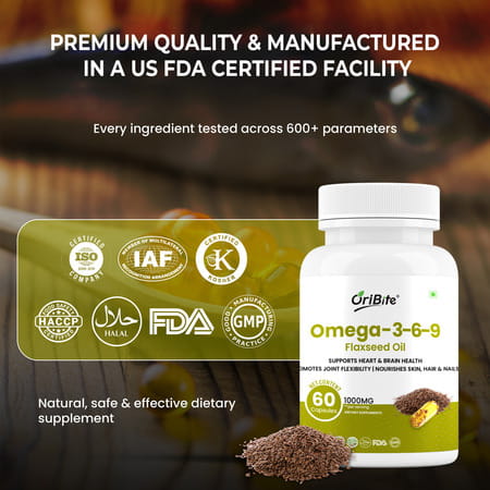 Oribite Omega 3-6-9 Flaxseed Capsules For Heart Health 60 Capsules