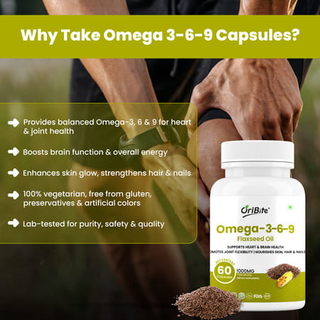 Oribite Omega 3-6-9 Flaxseed Capsules For Heart Health 60 Capsules