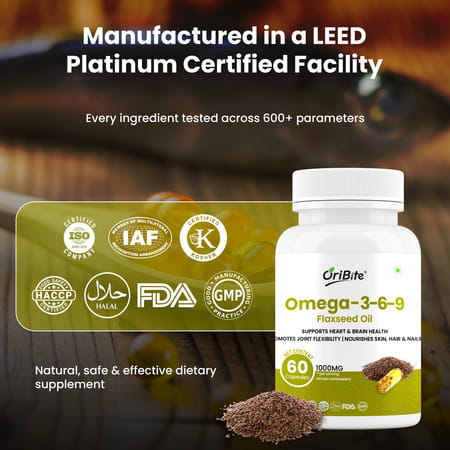 Oribite Omega 3-6-9 Flaxseed Capsules For Heart Health 60 Capsules