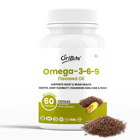 Oribite Omega 3-6-9 Flaxseed Capsules For Heart Health 60 Capsules
