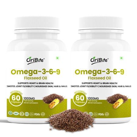 Oribite Omega 3-6-9 Flaxseed Capsules For Heart Health 60 Capsules