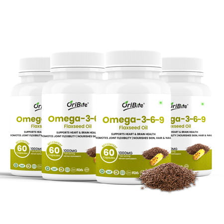 Oribite Omega 3-6-9 Flaxseed Capsules For Heart Health 60 Capsules