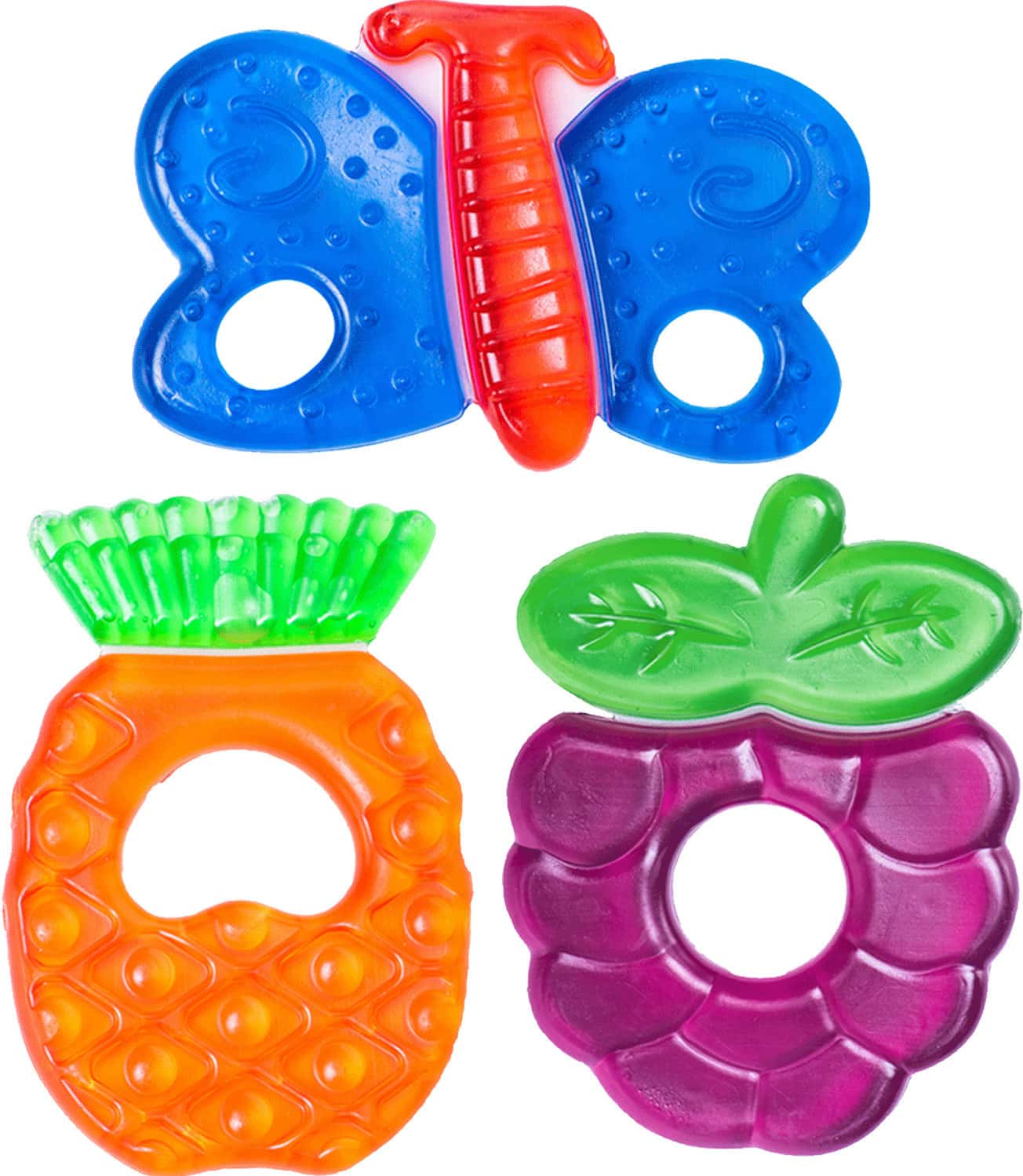 Buddsbuddy Combo Of 3 Bpa Free Multi Texture Double Color Water Filled Teether Multicolor