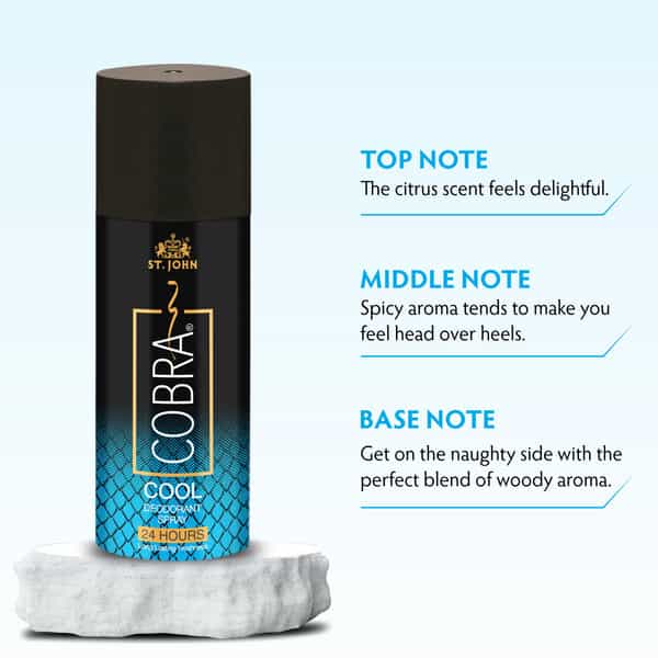St.john Cobra Sport & Cool 150Ml Each Deodorant For Men & 15Ml Perfume For Men Pack Of 3