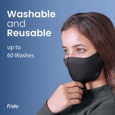 Frido Ultimate Copper Treated Mask|Adjustable Ear Loop|Washable|Imported|Small Size (Pack Of 1)