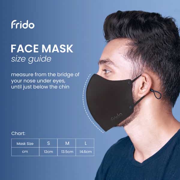 Frido Ultimate Copper Treated Mask|Adjustable Ear Loop|Washable|Imported|Small Size (Pack Of 1)