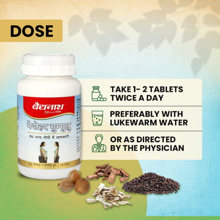 Baidyanath Medohar Guggulu | Enriched With Guggulu | Chitrakmool And Nagarmotha - 120 Tablets