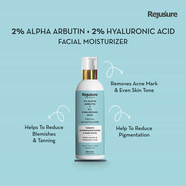 Rejusure Alpha Arbutin 2% + Hyaluronic Acid 2% Face Moisturizer - 50Ml