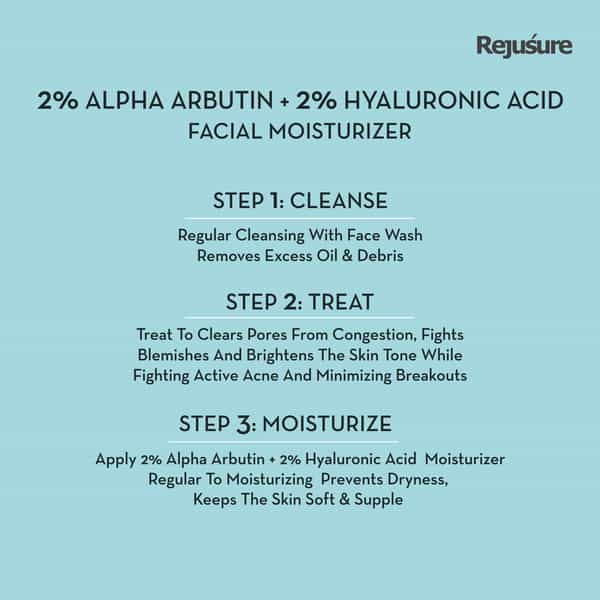 Rejusure Alpha Arbutin 2% + Hyaluronic Acid 2% Face Moisturizer - 50Ml