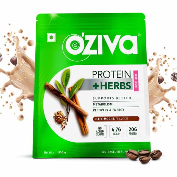 Oziva Protein & Herbs | For Women | Cafe Mocha | For Better Metabolism & Skin | 800 Gm