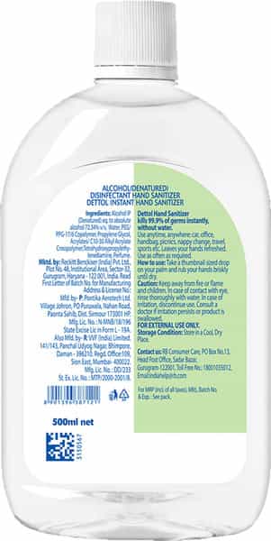 Dettol Instant Original Hand Sanitizer Bottle Of 500 Ml