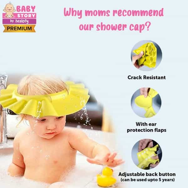 Adjustable Shower Cap For Kids - 2Pcs (Color May Vary)