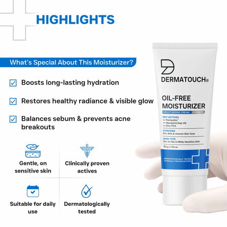 Dermatouch Oil-Free Moisturiser - Lightweight Hydration | Non-Greasy Daily Moisture Care | 30G
