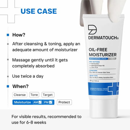 Dermatouch Oil-Free Moisturiser - Lightweight Hydration | Non-Greasy Daily Moisture Care | 30G