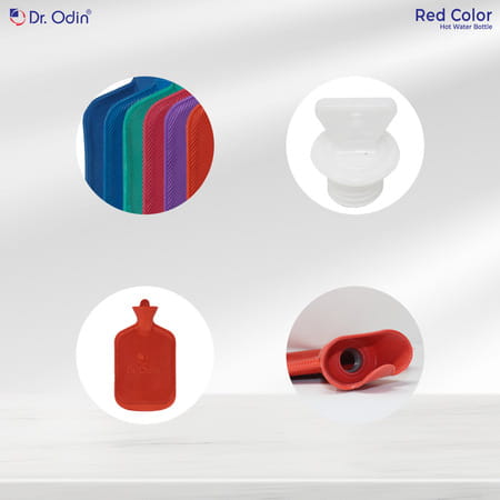 Dr. Odin Hot Water Bag (1.75 Litre) Non Electric Leakproof Hot Water Bottle For Body Pain (Red)