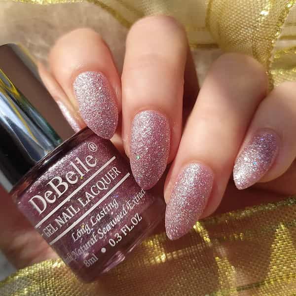 Debelle Gel Nail Polish Combo Of 2 Ophelia(Lavender With Holo Glitter) | Majestique Mauve(Mauve)16Ml