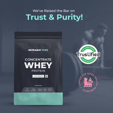 Nutrabay Pure 100% Whey Protein Concentrate Unflavoured - 500g
