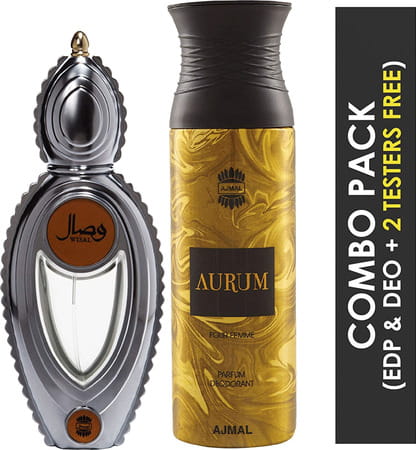 Ajmal Wisal Eau De Parfum 50ml Perfume For Women And Aurum Femme Deodorant 200ml For Women
