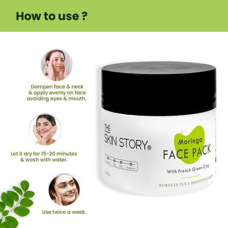 The Skin Story Moringa Face Pack For Deep Cleansing | Tan | Blackheads | Dead Skin Cells 100 G